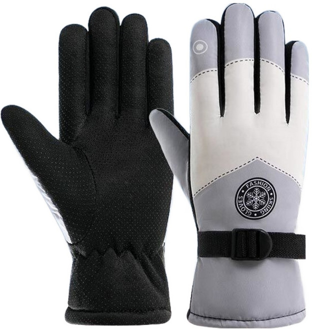 HOHO 아웃도어 등산 라이딩용 방한 스키 장갑, 화이트, 1개