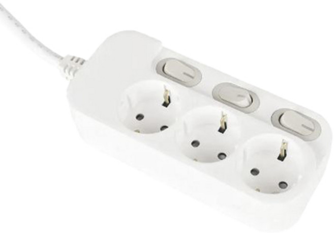 네모탭 슈퍼탭 개별 3구, 1.5m, 화이트, 1개