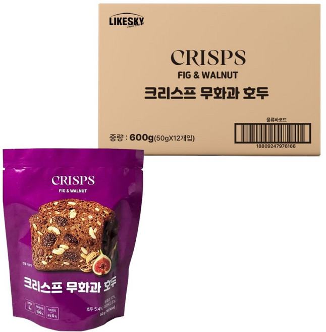 하늘처럼 크리스프 무화과 호두, 12개, 50g