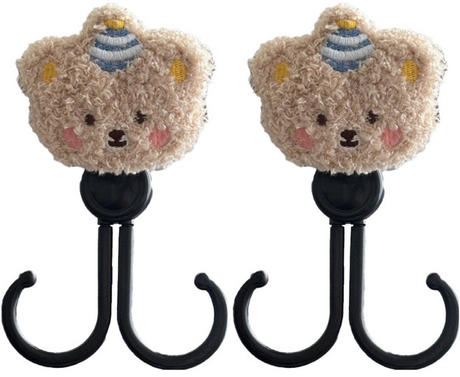 리버폭스 다용도 동물친구들 오토아비 유모차 걸이 곰돌이, 베이지, 2개