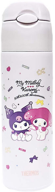 THERMOS 膳魔師 吸管保溫瓶 FHL-552MMKU-PL, 1個, 550ml, 美樂蒂&酷洛米周年紀念款 白色