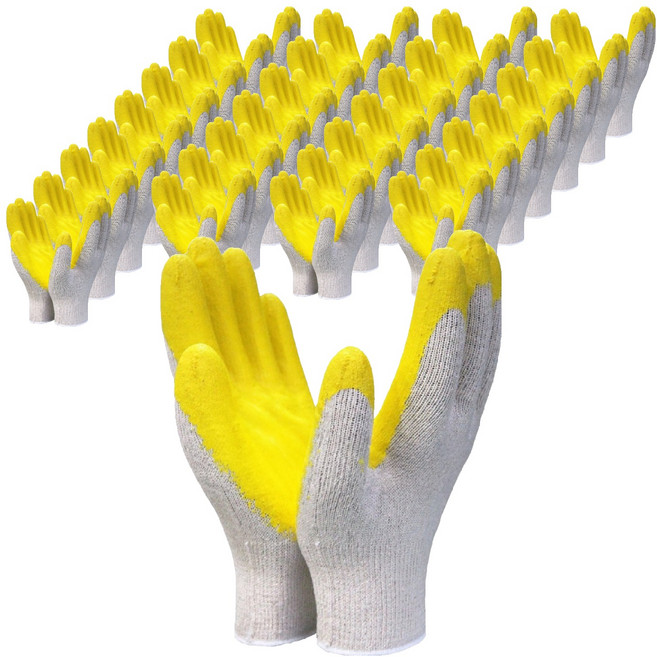 장갑이네 황 라텍스 코팅 양손착용 목장갑, 노랑, 100개