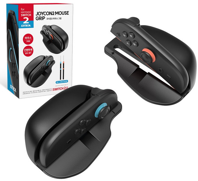 JOYTRON 任天堂 Switch 2 Joy-Con 2 滑鼠握把保護套 左 + 右 + 手腕帶 2入組, 黑色, 1套, SW2-GRIP08