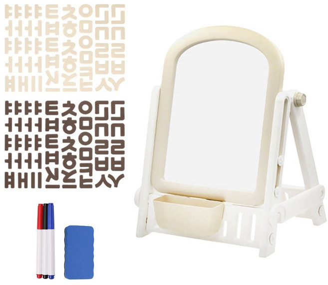 비앤씨 이젤 화이트보드 + 한글 자석 100p 세트, 쿠키크림, 1세트