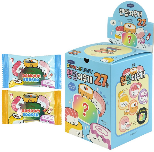 핑크풋 랜덤지우개 27탄 초밥 60p 세트, 랜덤발송, 1세트
