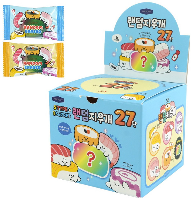 핑크풋 랜덤지우개 27탄 초밥 24p 세트, 랜덤발송, 1세트