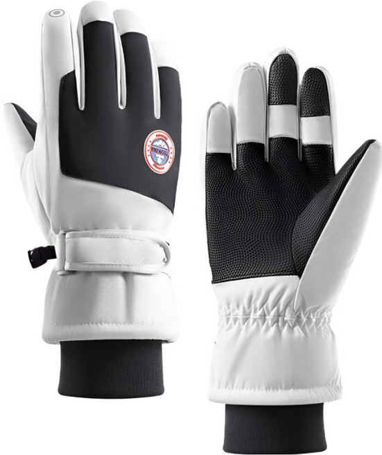 씨제이이 남성용 방한 방수 스마트폰터치 스키장갑 양손착용 세트, 라이트블랙, 1세트