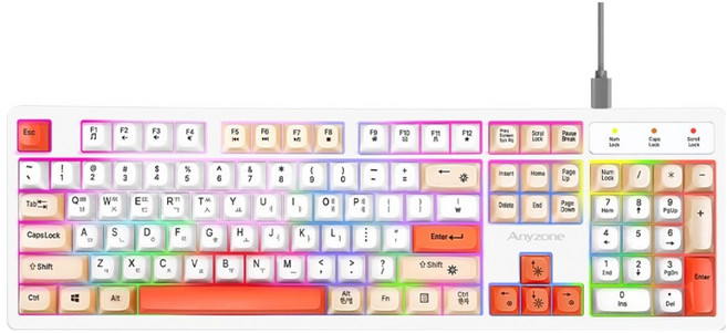 Anyzone 3色鍵帽薄膜RGB有線鍵盤, 米色, ANYZONE ANY-K6, 製造商軸