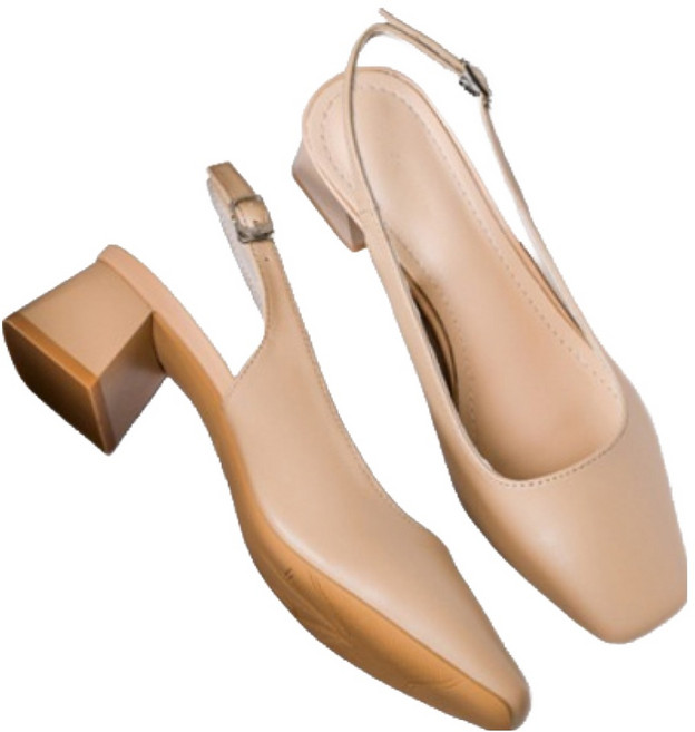 엘쏘 여성용 스퀘어토 미들힐 슬링백 5cm