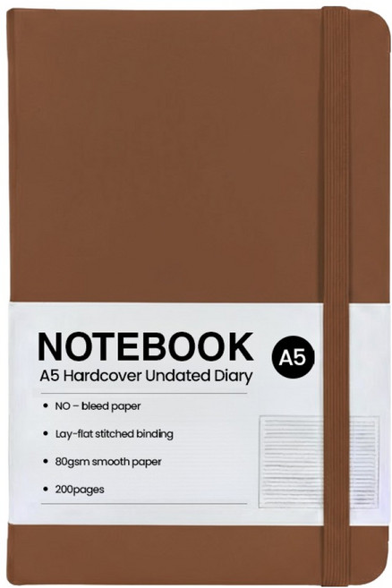 모더너리 A5 하드커버 업무용 플래너 만년 다이어리, 모카 브라운, 1개