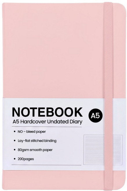 모더너리 A5 하드커버 업무용 플래너 만년 다이어리, 베이비 핑크, 1개