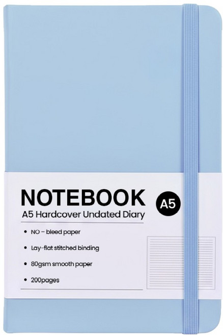 모더너리 A5 하드커버 업무용 플래너 만년 다이어리, 스카이 블루, 1개