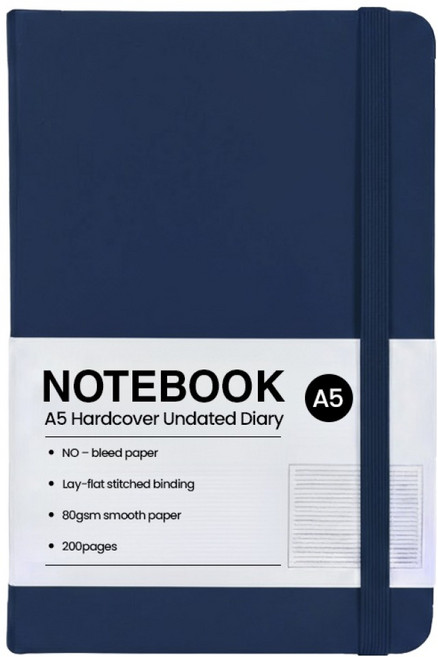 모더너리 A5 하드커버 업무용 플래너 만년 다이어리, 딥 네이비, 1개