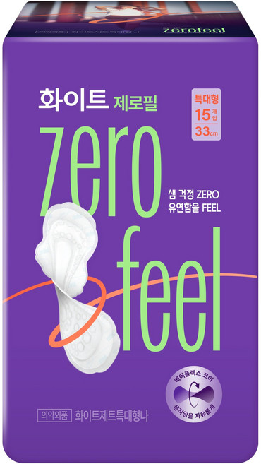 화이트 제로필 생리대 날개형, 특대형, 15개입, 1개