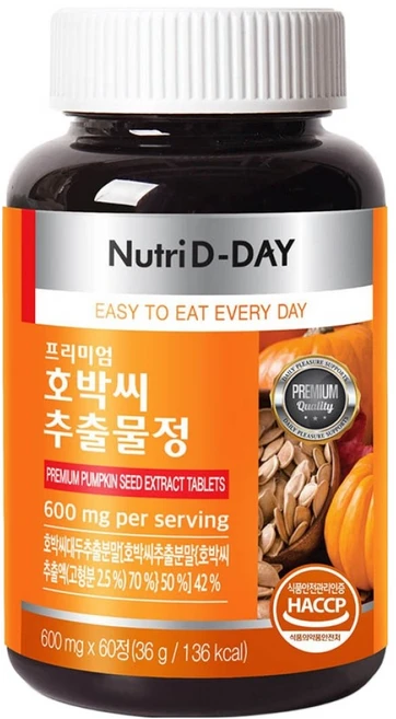 뉴트리디데이 프리미엄 호박씨추출물정 60p, 36g, 1개 - 쿠팡