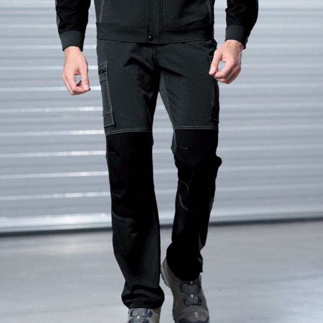 지벤[ZIBEN] zb-p2005 가장 편하고 시원한 바지 여름바지 시원한 가벼운 멜란지 스트라이프 패턴 점퍼 팬츠 세트, MELANG BLACK, 1개