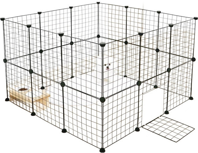 펫초이스 DIY 울타리 23p + 철망문1p 세트, 블랙, 1세트