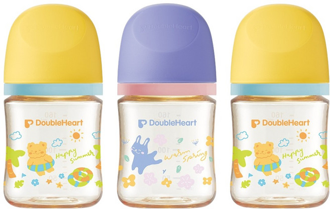 DoubleHeart PPSU 奶瓶三入組, 春夏, 160ml, 1套
