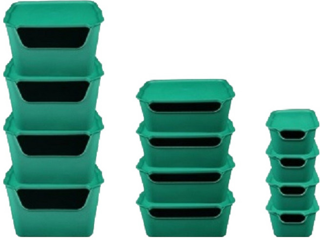 DECOSIN 食品儲藏室收納籃 3種 x 4入組, 綠色, 1套