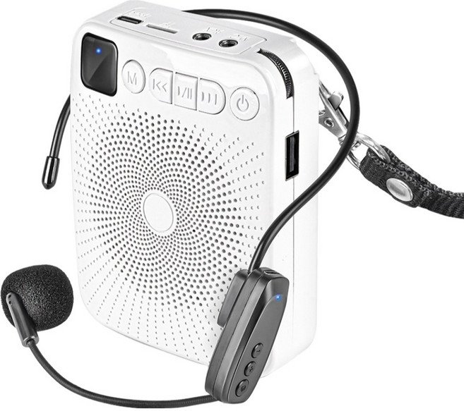 코시 휴대용 가이드 마이크 블루투스 무선 앰프, 화이트, 1개, AM4157MKBT