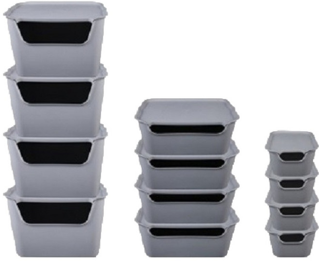 DECOSIN 食品儲藏室收納籃 3種 x 4入組, 灰色, 1套