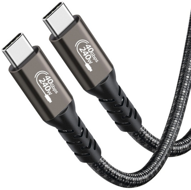 YTEK Thunderbolt 4 相容 USB 4 傳輸線 240W 40Gbps 8K YT-USB4-200, 1個, 黑色, 2m