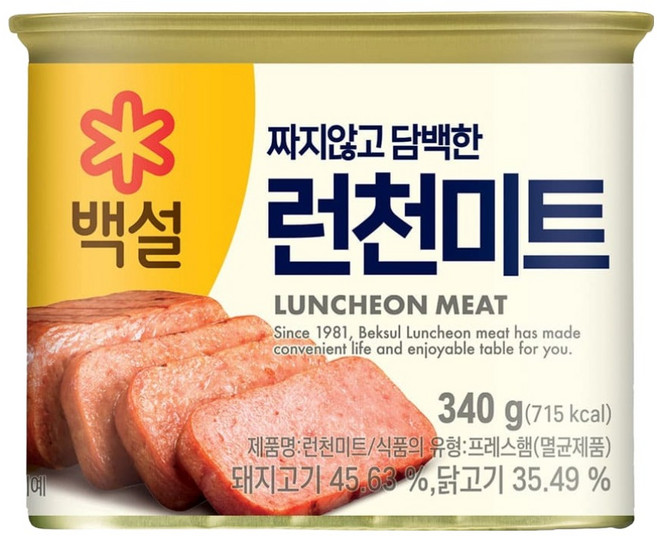 CJ BEKSUL 白雪 午餐肉, 1個, 340g