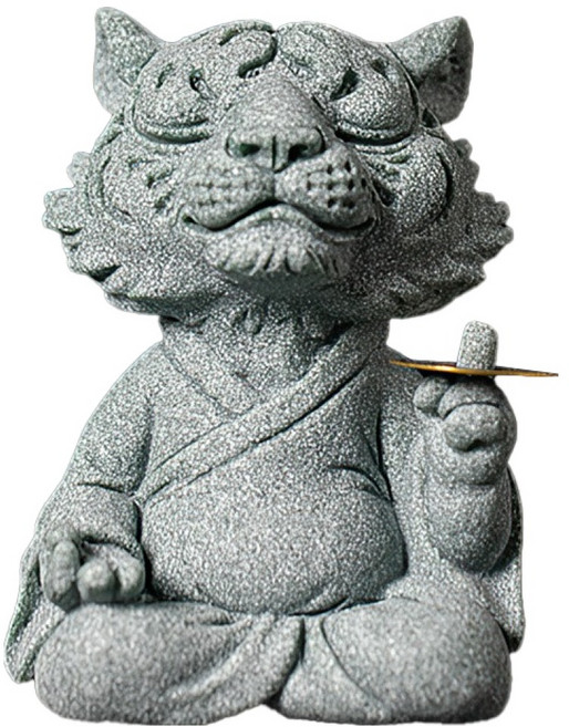 上手家居 招財風水擺件(招財擺飾/招財擺件/馬上有錢/開運/青砂石擺件)威嚴盤虎, 青砂石