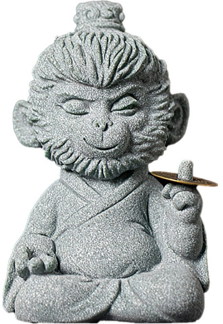 上手家居 招財風水擺件(招財擺飾/招財擺件/馬上有錢/開運/青砂石擺件)聰慧靈猴, 青砂石