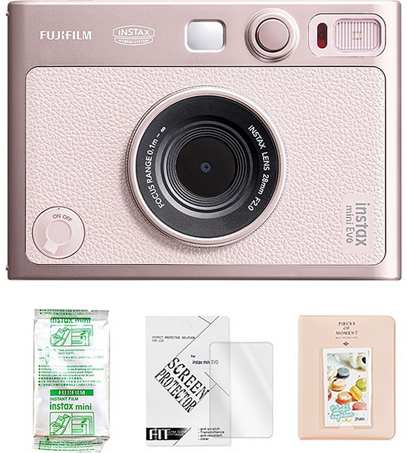 인스탁스 미니에보 EVO 핑크 젠틀로즈 즉석카메라 + 미니필름 10p + 액정보호필름 + 2단앨범 세트, 1세트