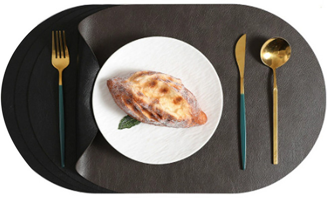 Allprism 雙面橢圓形北歐餐墊, 黑色, 4個, 445 x 300 mm