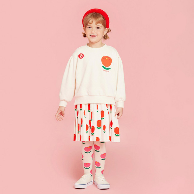 베베드피노 여아용 올오버 튤립 플리츠 스커트 레이어드 미디 원피스 BP33OD423