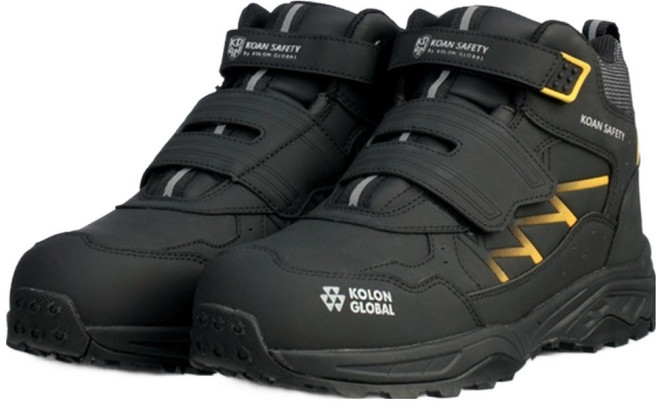 코앤 코오롱글로벌 밸크로 타입 와이드토캡 경량 안전화 KS-613V, 블랙, 1개