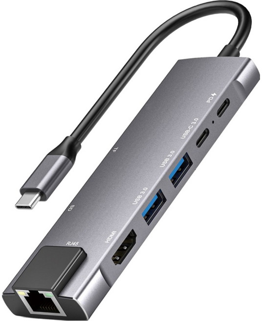 COSY Gigabit Ethernet Type-C 金屬 8合1 多功能集線器 DS2173UHCL, 灰色, 1個