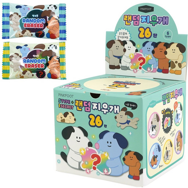 핑크풋 26탄 바둑이 잘지워지는 지우개, 랜덤발송, 24개