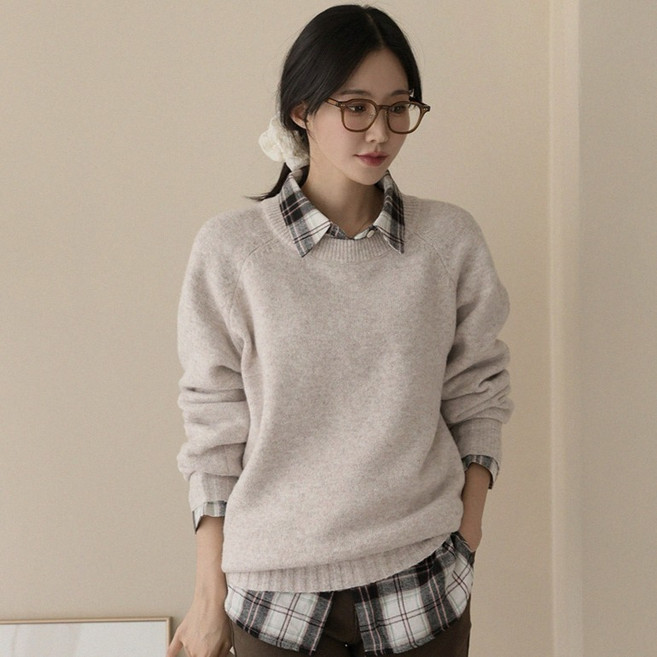 andstyle 女款 溫暖柔軟 NO.2 羊毛混紡 圓領 寬鬆版型 針織衫 264981