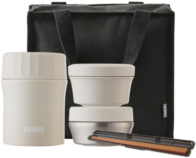 써모스 뉴 플+스 반반 보온도시락 세트 1.14L TKLG-1151, 크림(TKLG-1151-CR), 1세트