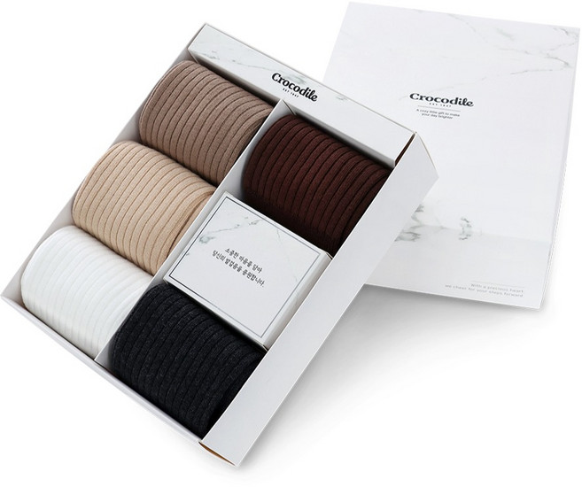 크로커다일 여성용 넌슬립 골지 롱삭스 5켤레 선물세트 CD390