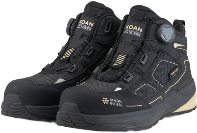 코앤세이프티 경량 다이얼 논슬립 와이드 토캡 코듀라 안전화 KS-602DG, 블랙 + 골드, 1개