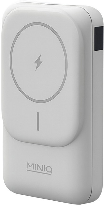 MINIQ 自帶雙線數顯磁吸無線閃充行動電源 MagSafe15W, MD-BP075-Qi, 白色