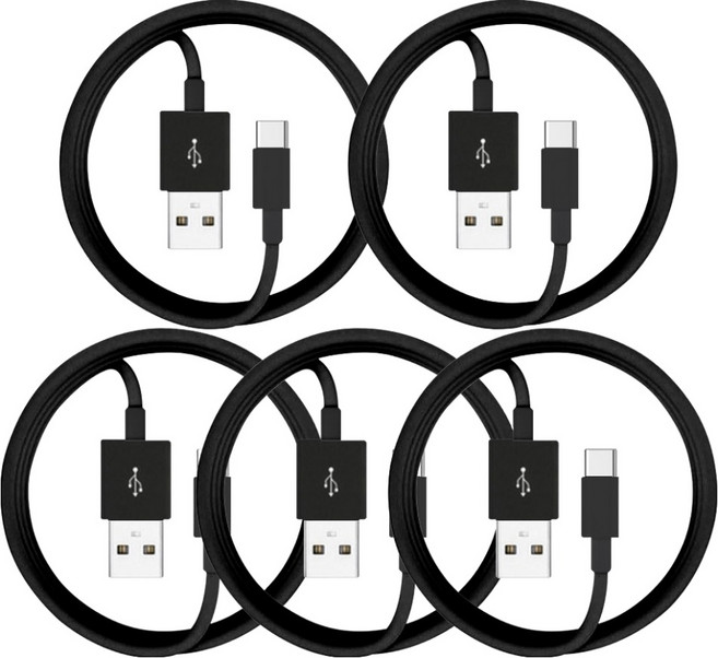 디지지 USB-C타입 고속 충전 케이블, 블랙, 5개, 1.2m