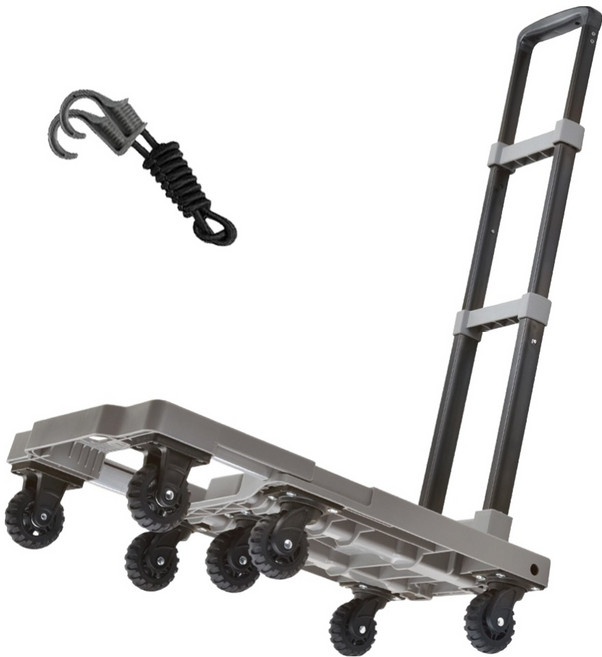 엘투리버스 길이 확장형 접이식 폴딩 저소음 7바퀴 캐리어 구르마 핸드카트 + 고정끈 세트, 얼티메이트 그레이, 1개