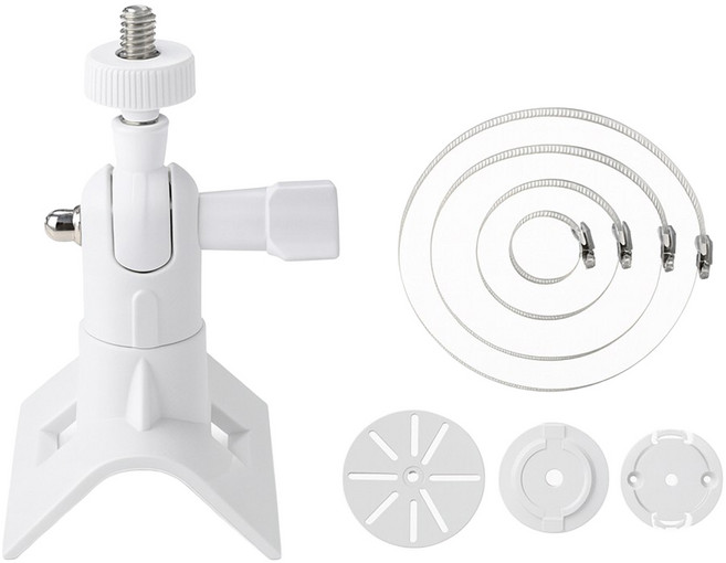 비상 기둥 무타공 홈캠 CCTV 거치대 스텐밴드 조임 클램프 브라켓, 화이트