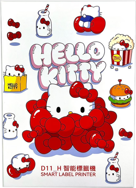 NIIMBOT 熱銷款D11H 凱蒂貓Hello Kitty正版聯名 高解析 自動回紙相片姓名貼手帳列印, 1個, 1個裝