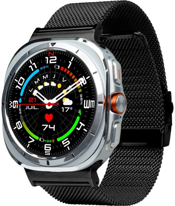 apin 갤럭시 워치 메시 밀레니즈 메탈 스트랩, 블랙, 1개