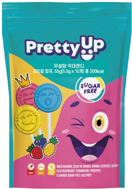 드루칸 프리티업 무설탕 막대 캔디 10p, 55g, 1개