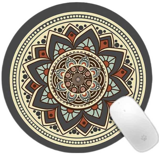 캐시리치 보헤미안 아트 원형 미끄럼방지 부드러운 터치감 마우스패드 200 x 200 x 3 mm, G-2057, 1개