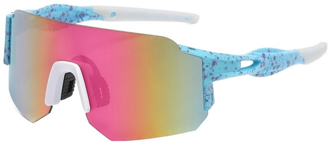 골든레빗 자전거 러닝 낚시 골프 미러변색 렌즈 스포츠 방풍 선글라스, GR06블루핑크, 1개