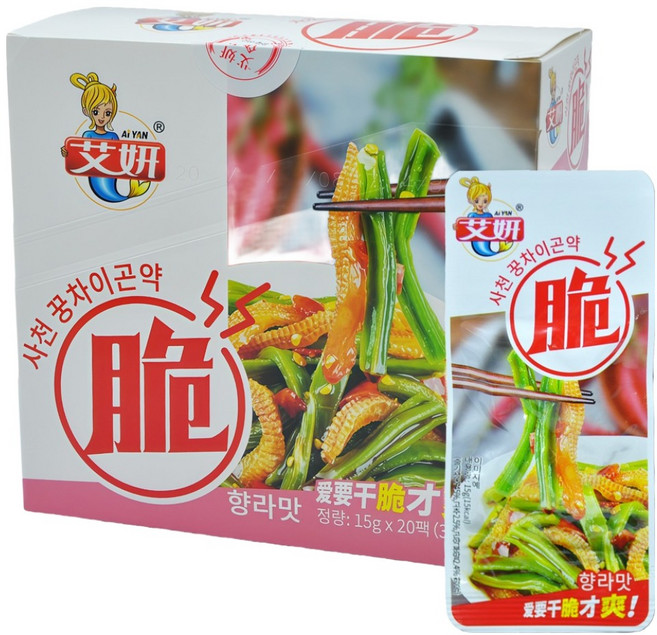 AIYAN 아싹 아싹 향라맛 꿍차이 곤약 15g x 20p 세트, 1세트
