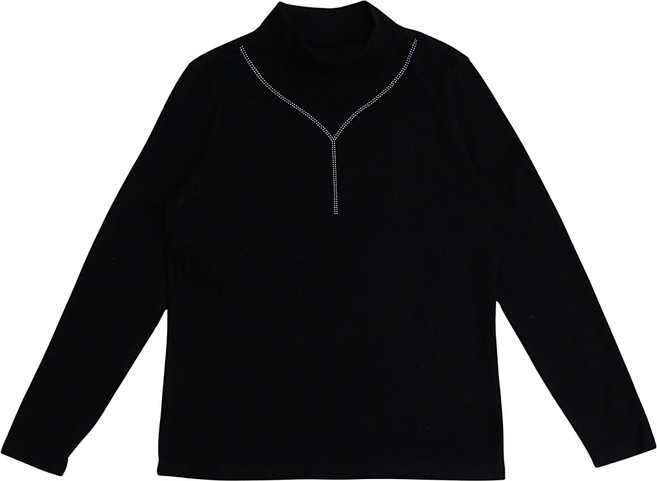 꼼빠니아 여성용 목걸이 포인트 프린팅 반폴라 긴팔 티셔츠 CADW0-WKL640